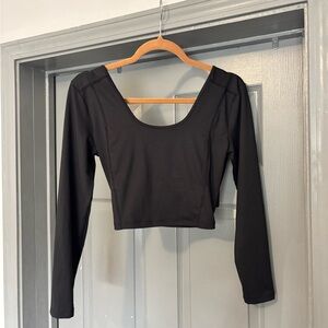 2 pack Black and Grey Long Sleeve Crop Top